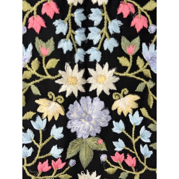 Mac Duggal 35161 Black Floral Embroidered Maxi Evening Dress Gown Size 16 NWT - Picture 6 of 7